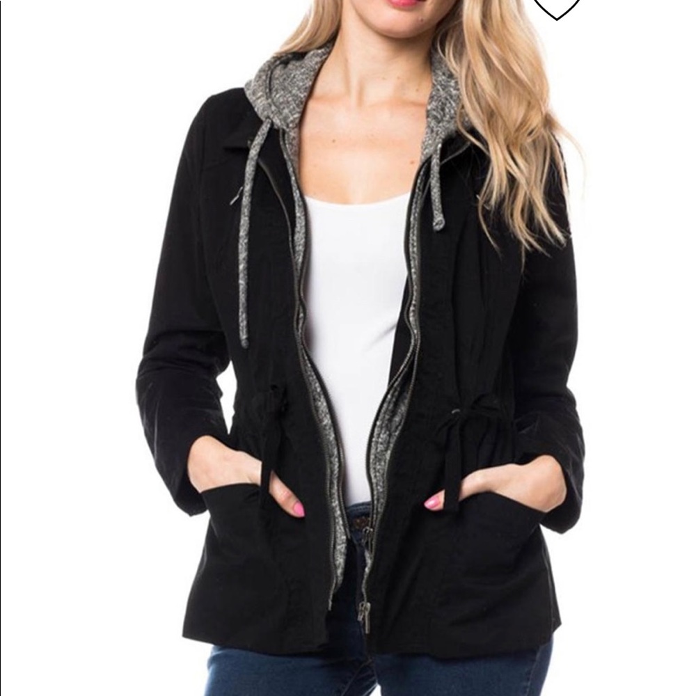 🖤 Black Utility Zip-Up Jacket - Love Tree 🖤